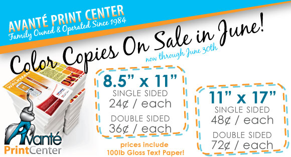 Color Copies On Sale in June!