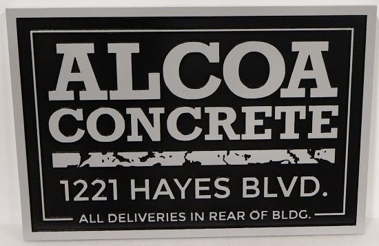 SC38307A - Carved and Sandblasted HDU Name and Address Sign for "Alcoa Concrete"
