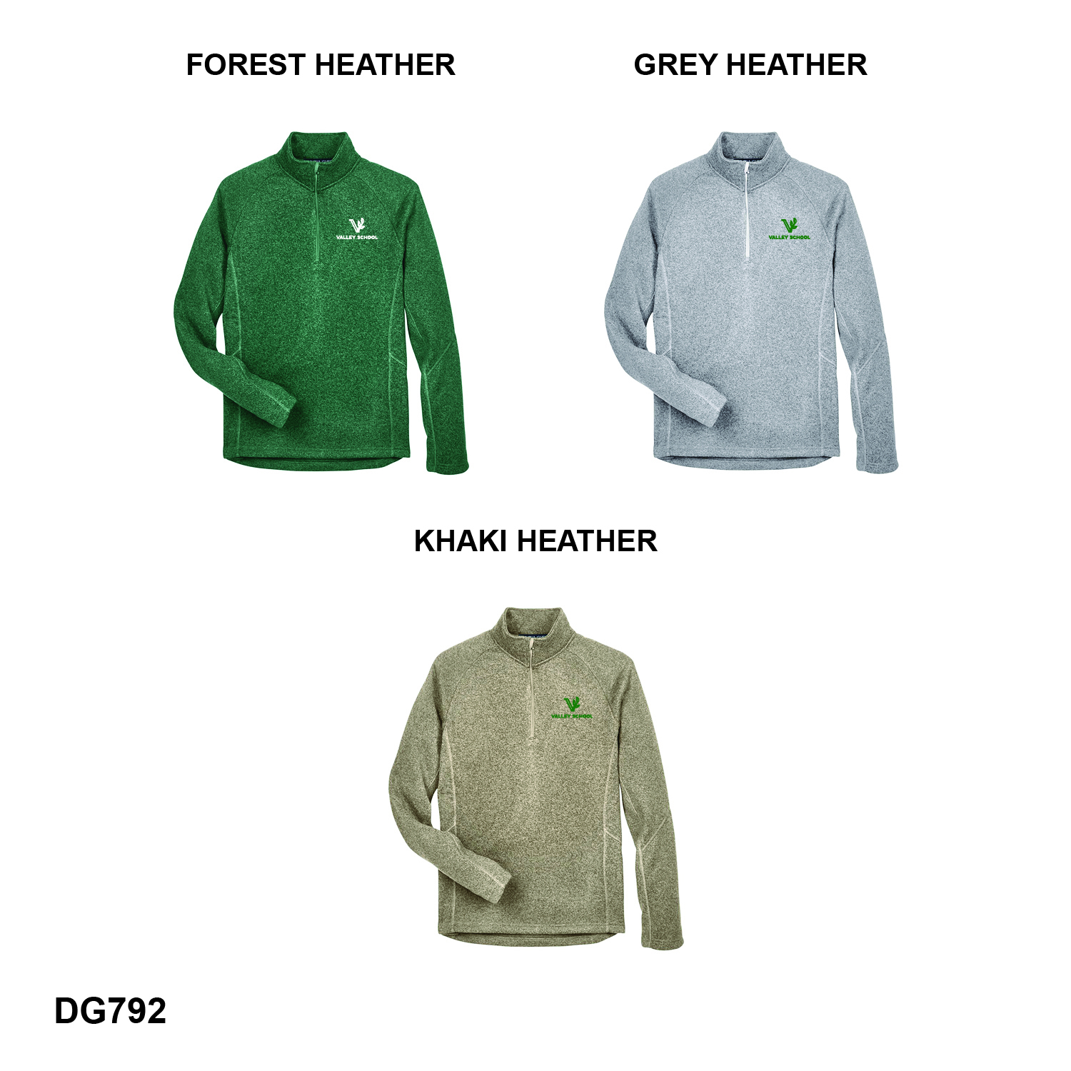 VALLEY SCHOOL WITH V LOGO - Devon & Jones Unisex Bristol Sweater Fleece Quarter-Zip Pullover