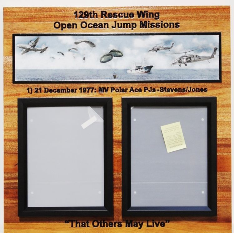 LP-7585 - Photo Award Plaque for the 129th Rescue Wing, Open Oceans Jump Missions, US Air Force