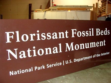 G16009 - Carved Cedar Florrisant National Fossil Beds Monument National Monument Sign (side View)