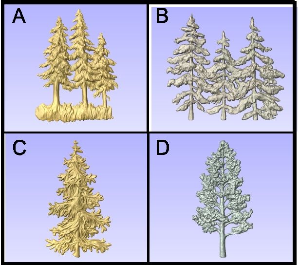 GA16730 - Carved 3-D Pine Trees