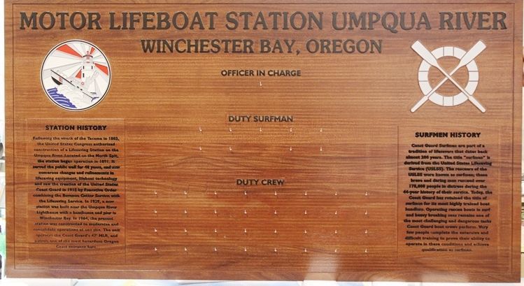 SA1340 - Chain-of-Command Board for the USCG Motor Lifeboat Station, Umpqua River, Winchester Bay, Oregon 