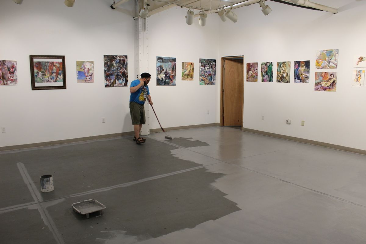 Man Painting Art Gallery Floor