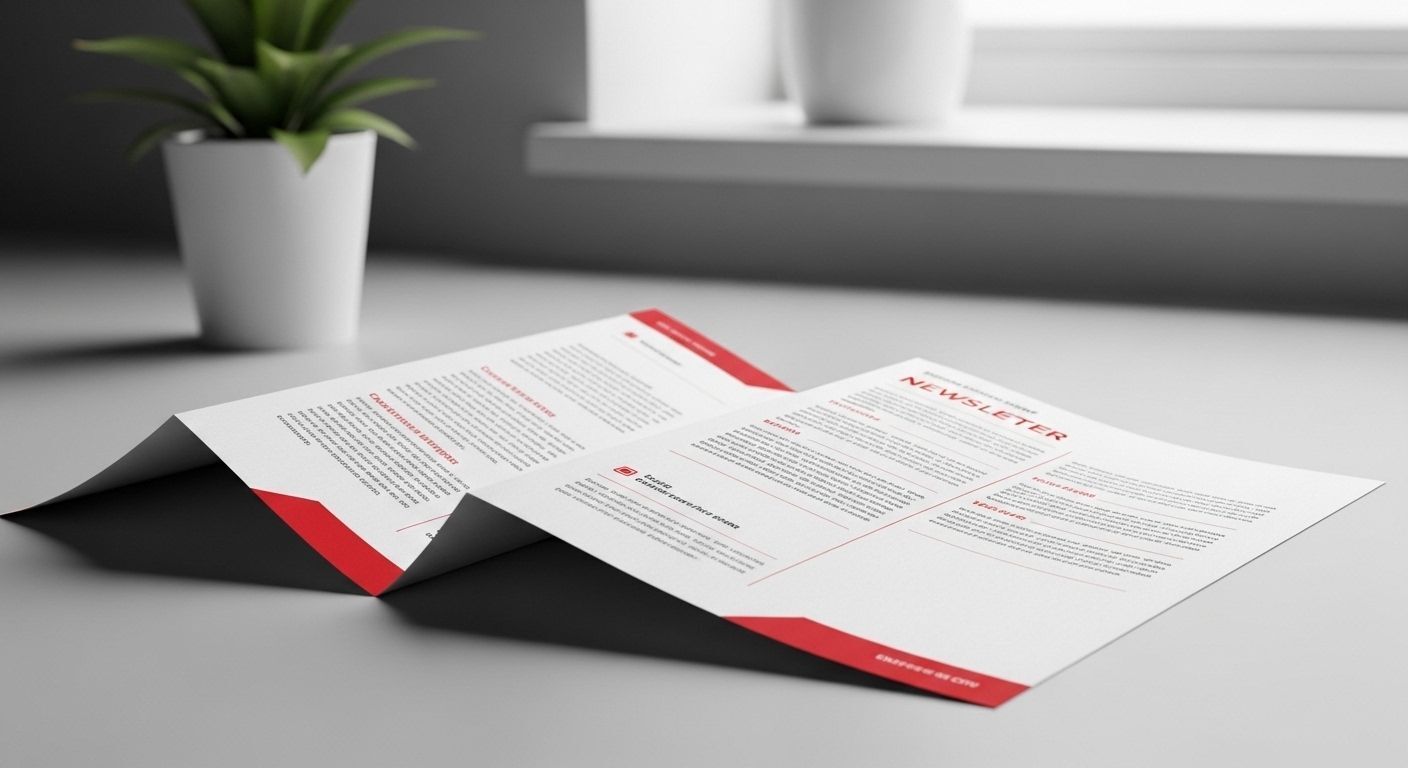 Folded newsletter printing in Bellevue & Seattle, WA with vibrant colors, sharp folds, and professional layout quality.