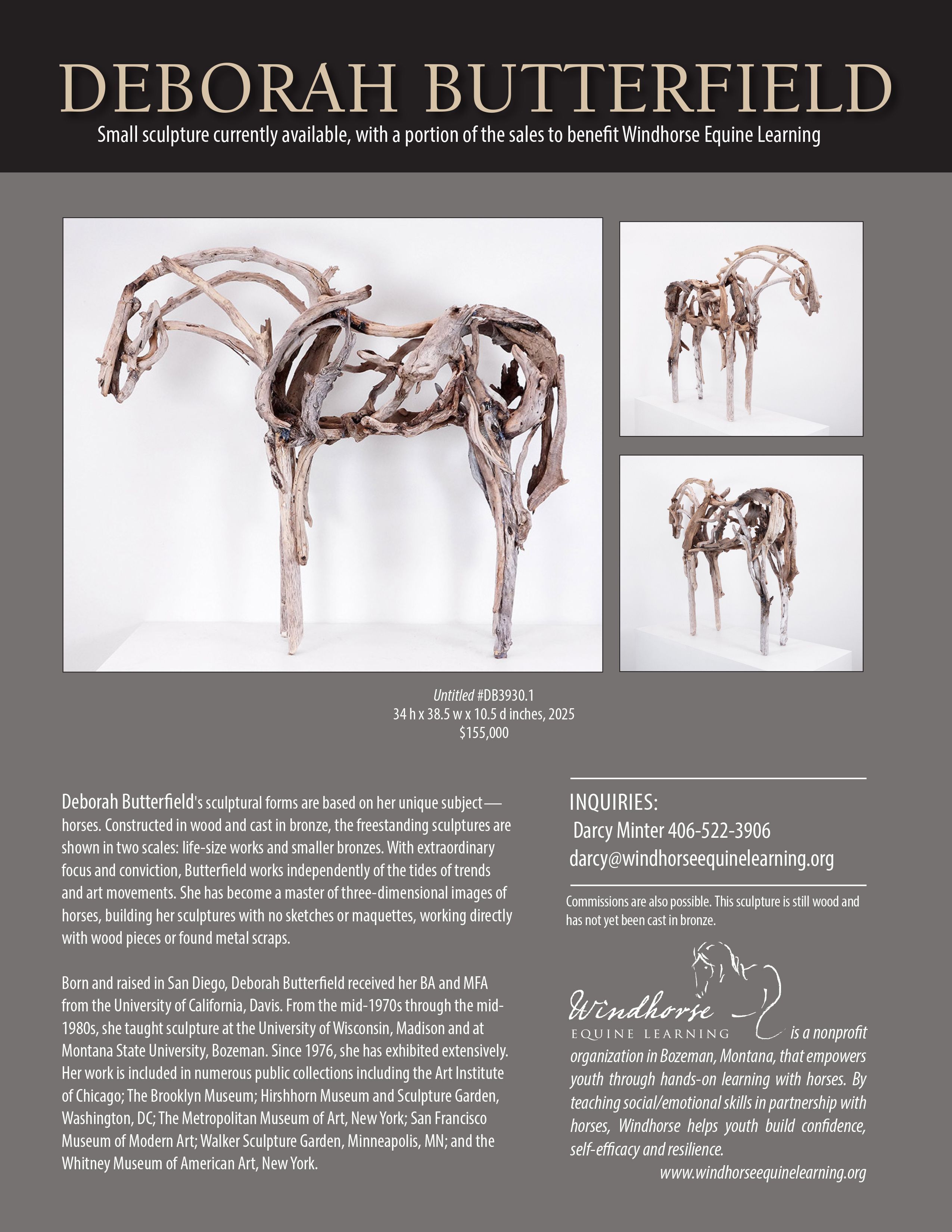 Deborah Butterfield Small Sculpture Sale to Benefit Windhorse