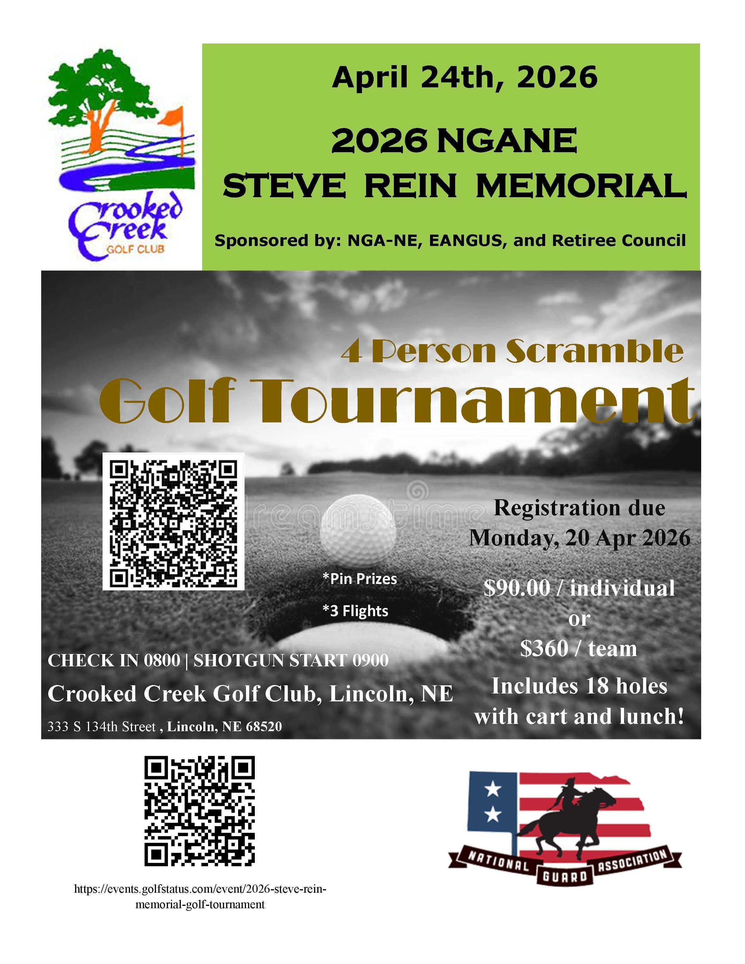 2026 NGANE Steve Rein Memorial Golf Tournament