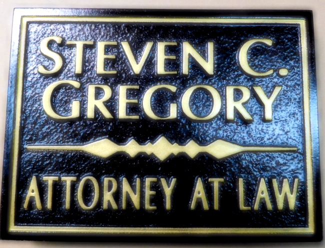 A10335 -  Carved Black & Gold Attorney-At-Law Sign 