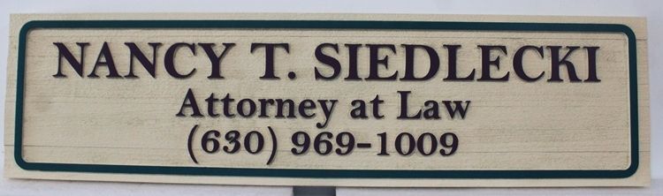 A10566 - Carved and Sandblasted Western Red Cedar Wood   Sign for the Office of  Nancy Siedlecki,  Attorney at Law,