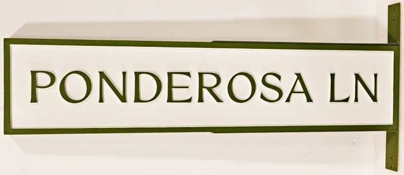 H17060A - Carved and Sandblasted HDU Street Name Sign for Ponderosa Lane