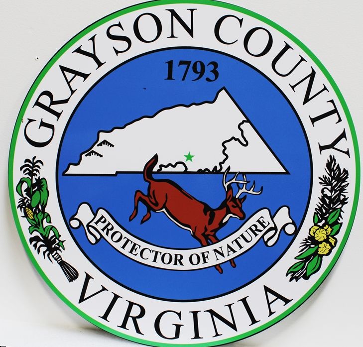 CP-1232 - Plaque of Seal of Grayson County, Virginia, Giclee.