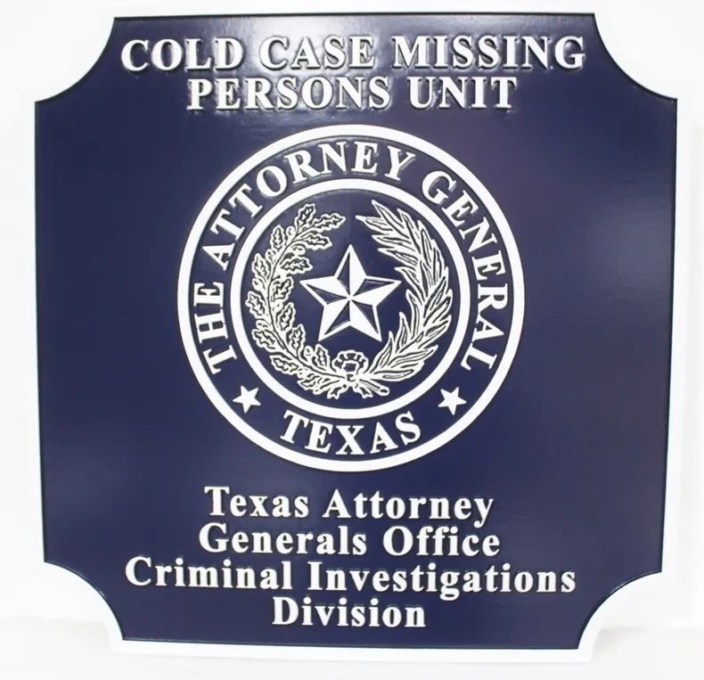HQ-2025 - Carved Plaque of the Seal of the Texas  Attorney General's Office, Criminal Investigation Division