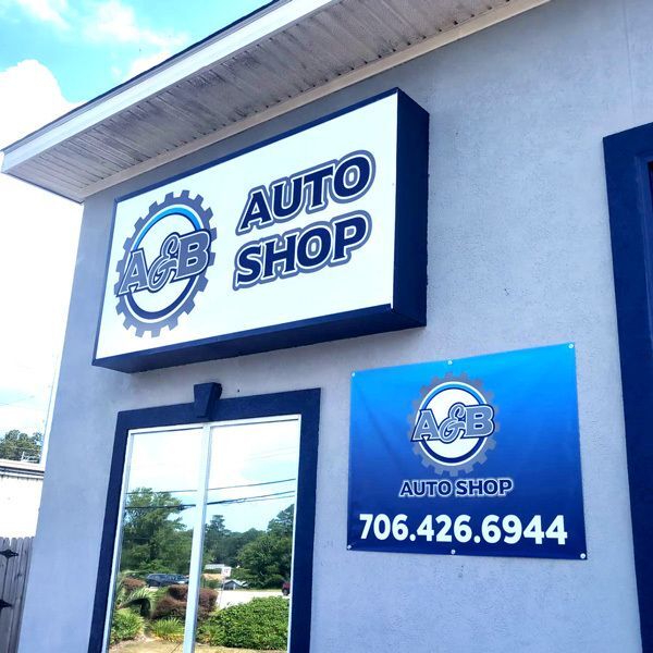 A & B Auto Shop Building Sign