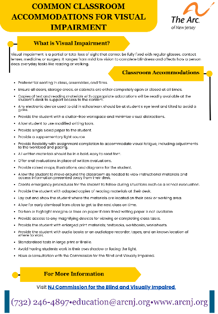 Common Accommodations for Visual Impairment