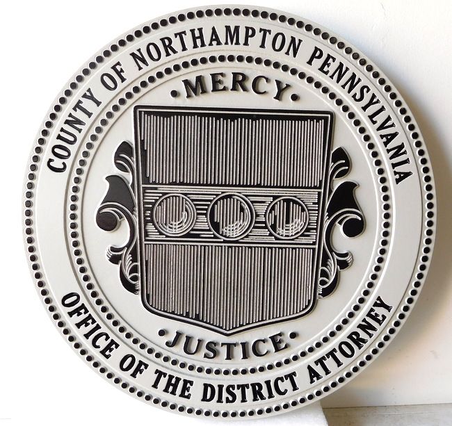 A10903 - Carved and Engraved Wall Plaque for the District Attorney of the County of Northampton, Pennsylvania 