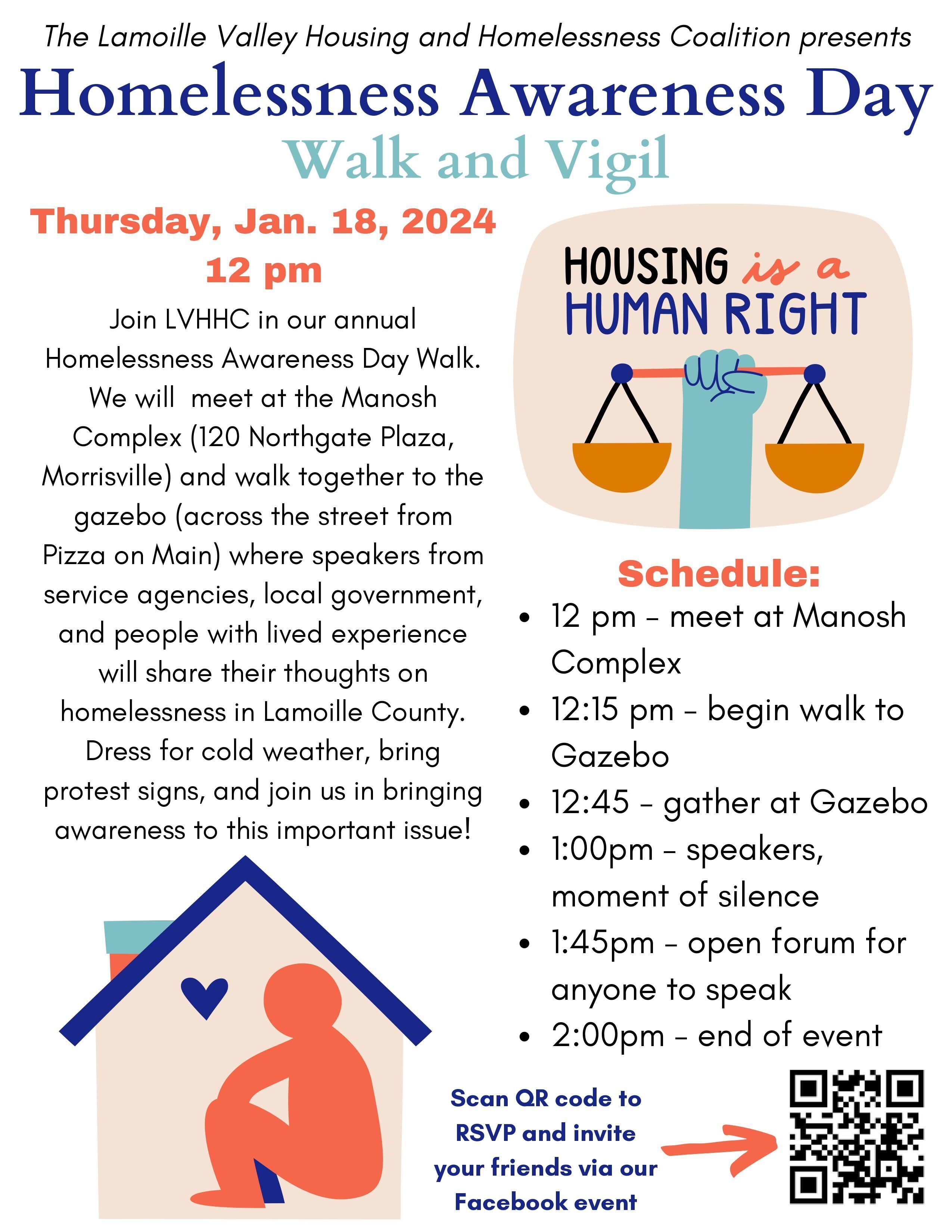 Homeless Awareness Day - Walk and Vigil - January 18th