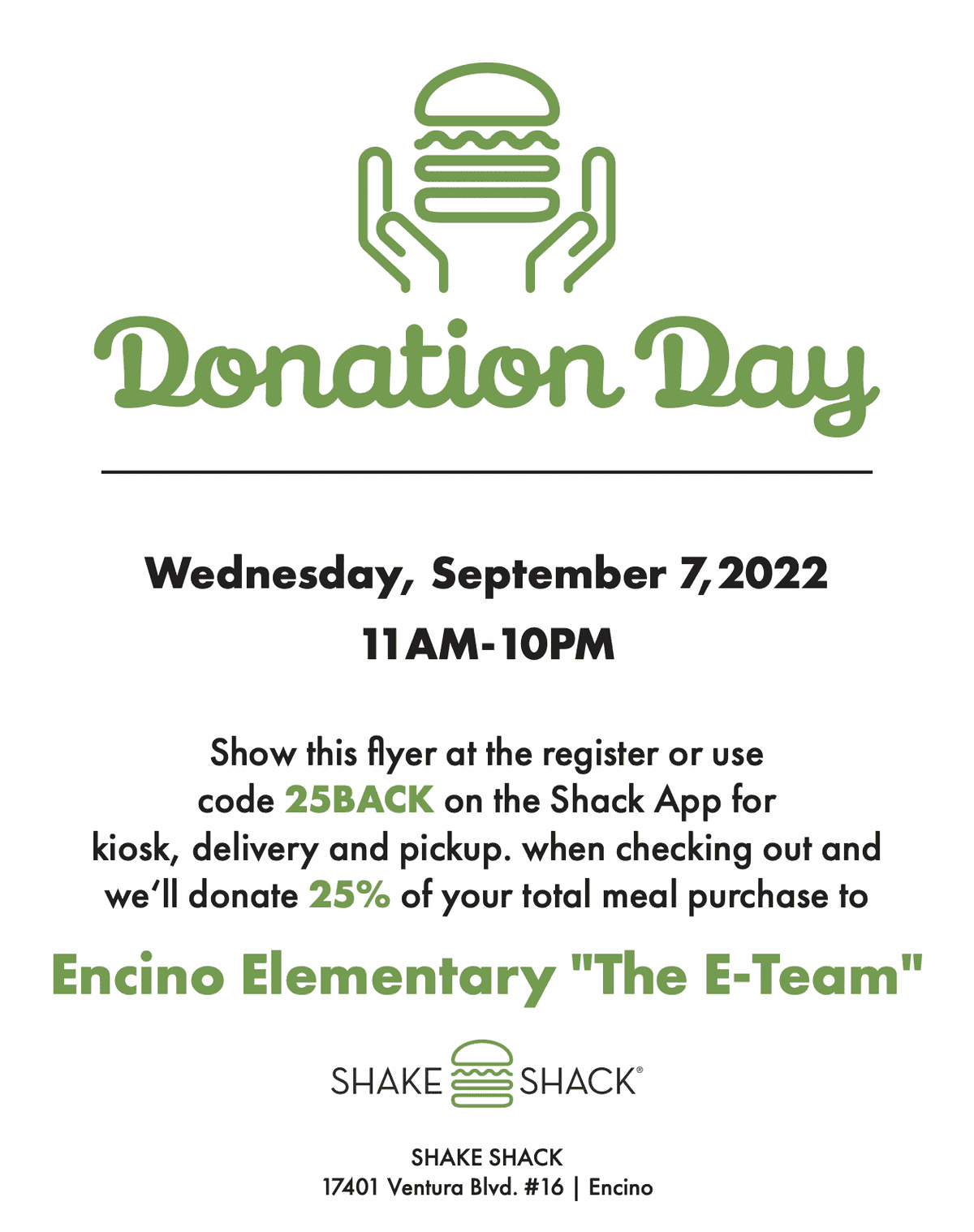 Resturant Night Shake Shack Event Calendar Our School Encino 
