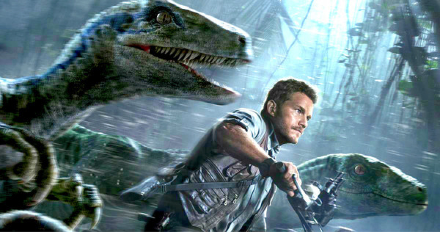 Photo of Jurassic World's Chris Pratt and velociraptors