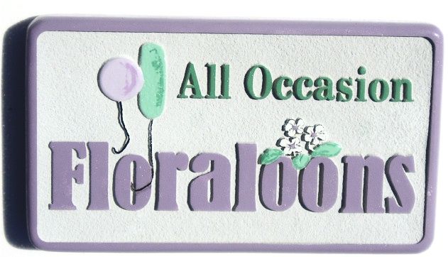 SA28355 - Sign for Store Featuring Flower Arrangements with Balloons.