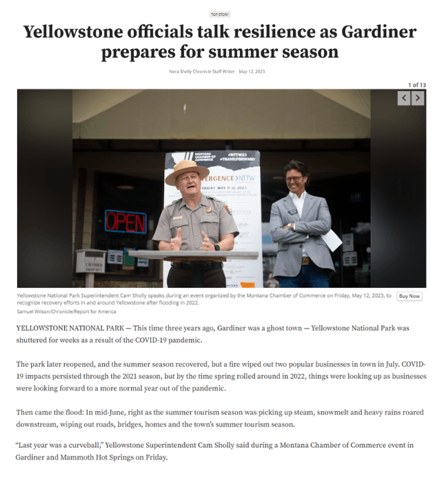 Yellowstone officials talk resilience as Gardiner prepares for summer season