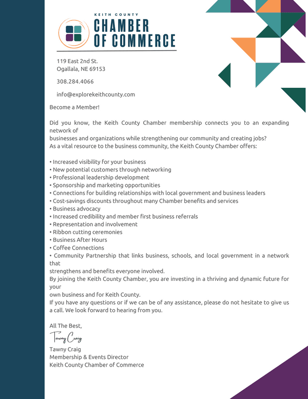 Keith Co Chamber of Commerce a Member Membership Chamber