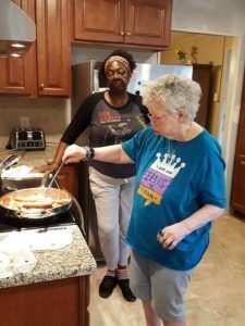 Marne cooking in her kitchen