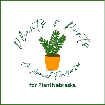 Plants and Pints logo with a green plant in an orange pot. 