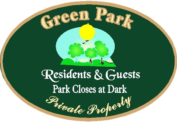 GA16622 - Design of Wood or HDU Sign for Park (Private Property) for Residents and Guests