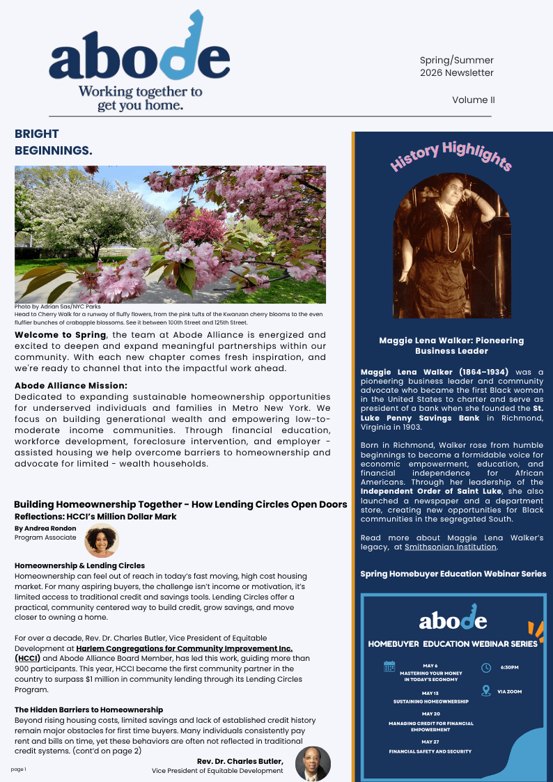 Abode Alliance Newsletter - Spring/Summer 2026