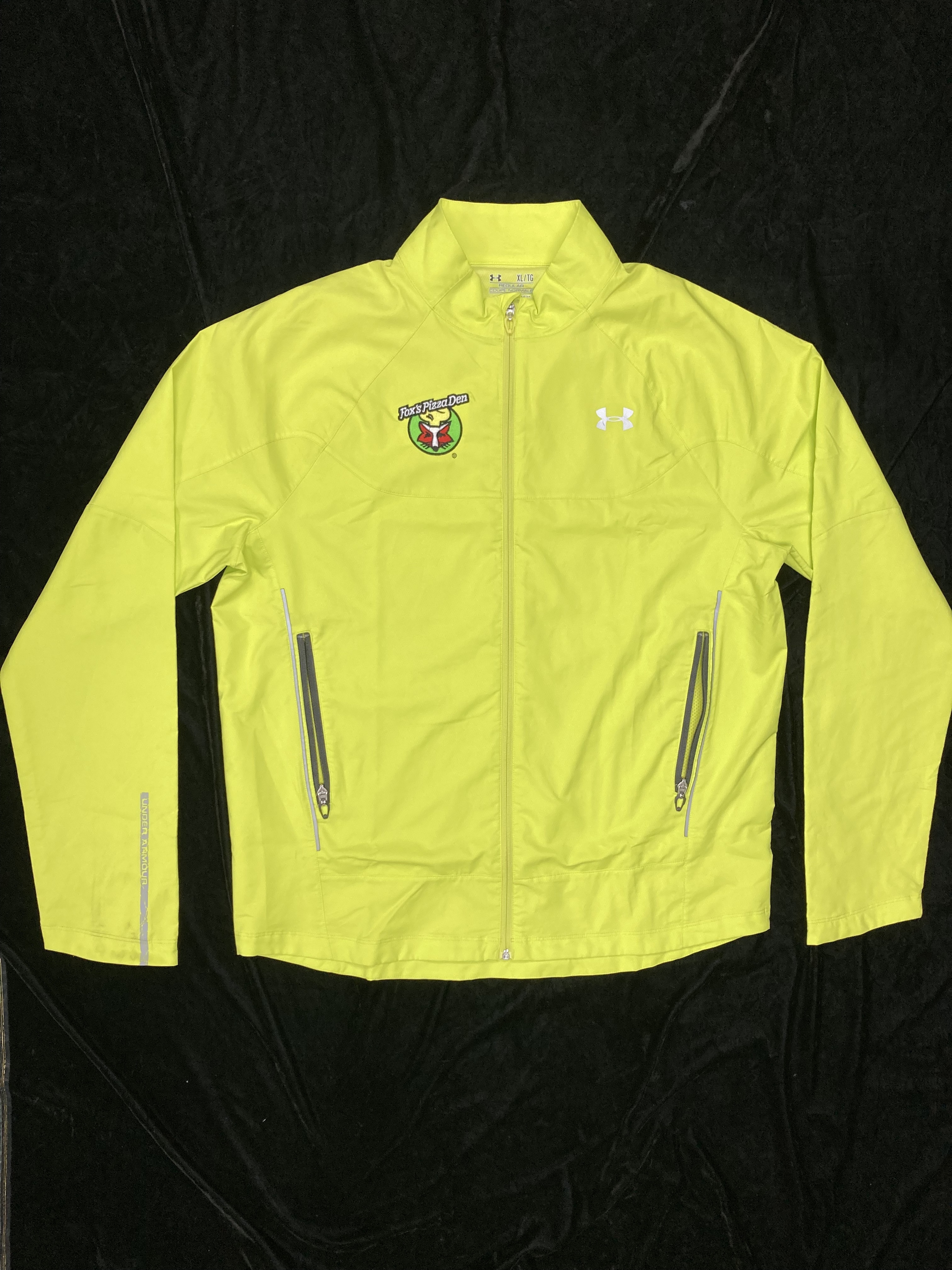 SALE Fox's Logo - XL Safety Yellow Polyester Under Armour Full-Zip Jacket