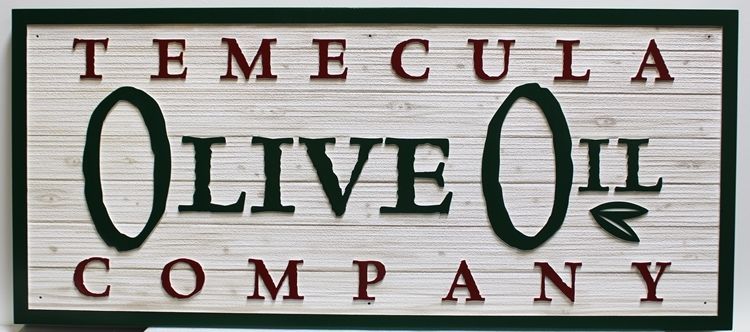 Q25662 - Carved and Sandblasted Wood Grain Sign  for the Temecula Olive Oil Company