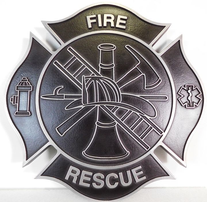 X33861 - Carved 2.5-D HDU Plaque for the badge of a Fire & Rescue Department 