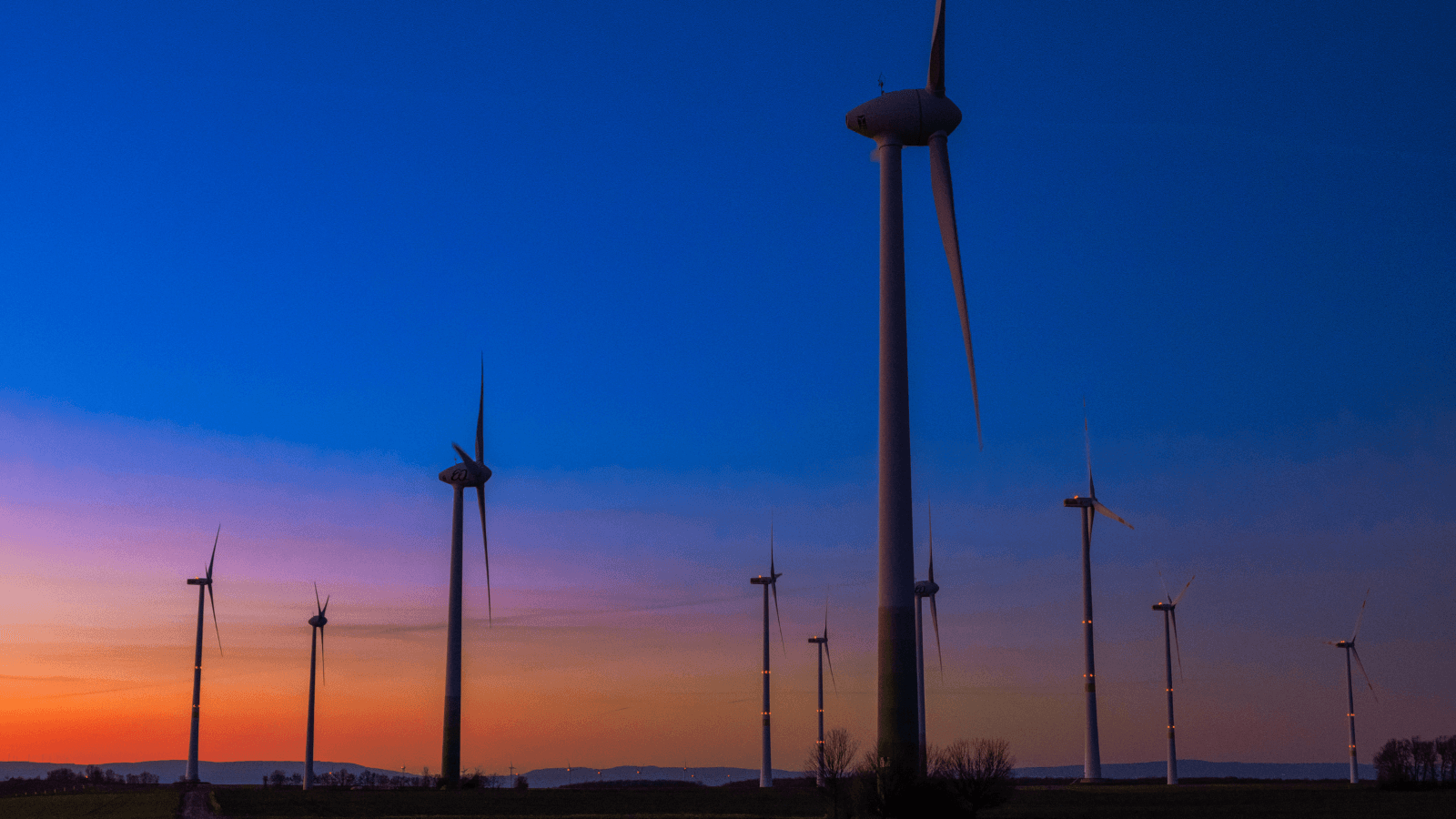 Windmills at night