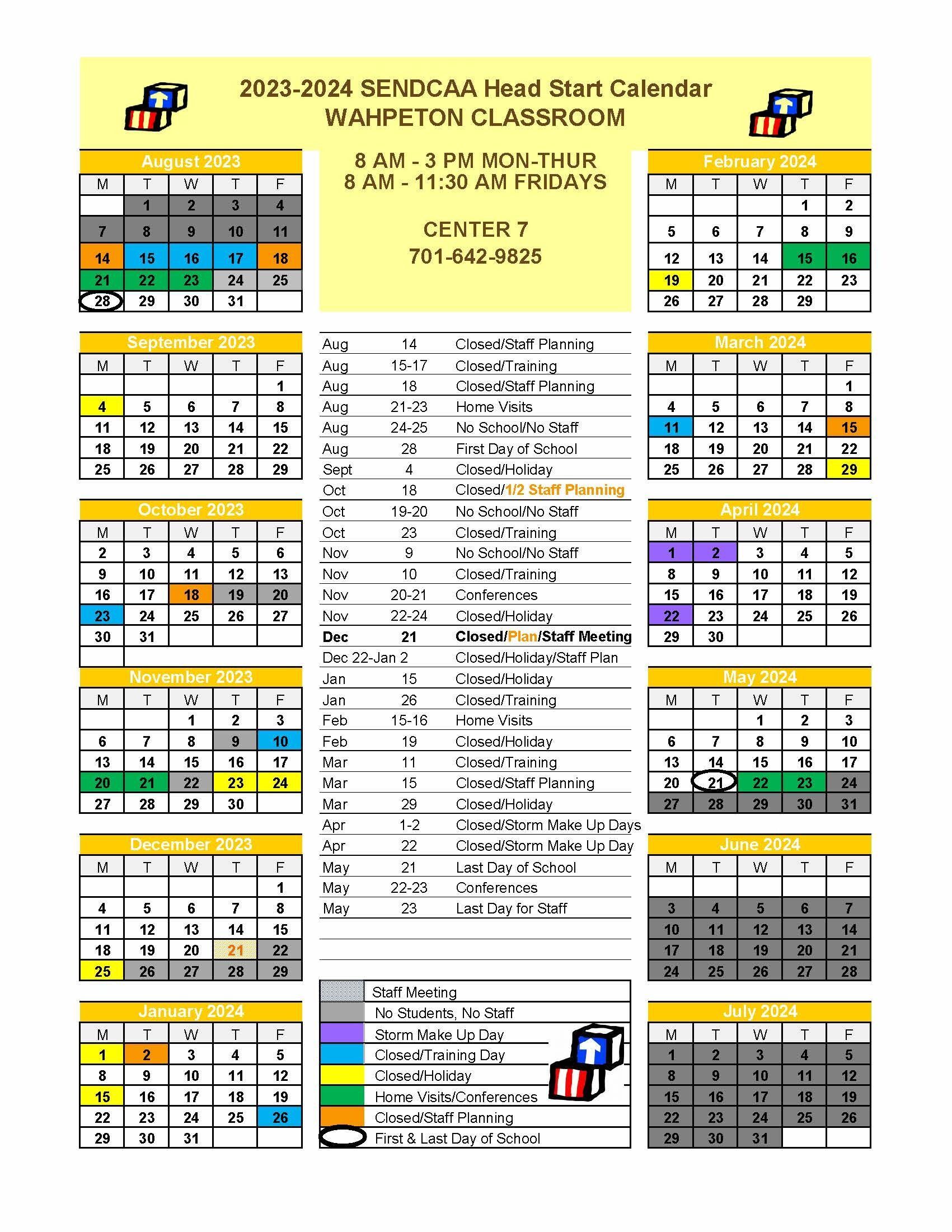 2023-2024 Wahpeton Calendar