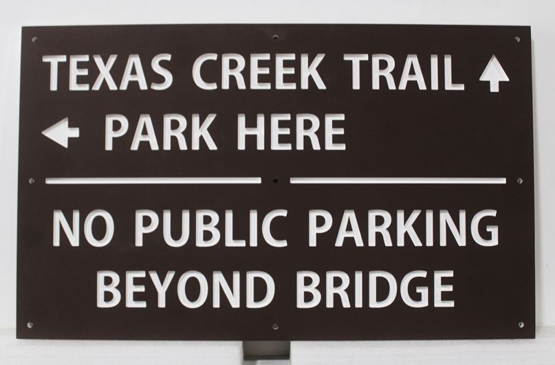 G16140A -  Engraved Trail Entrance Sign for "Texas Creek Trail" 