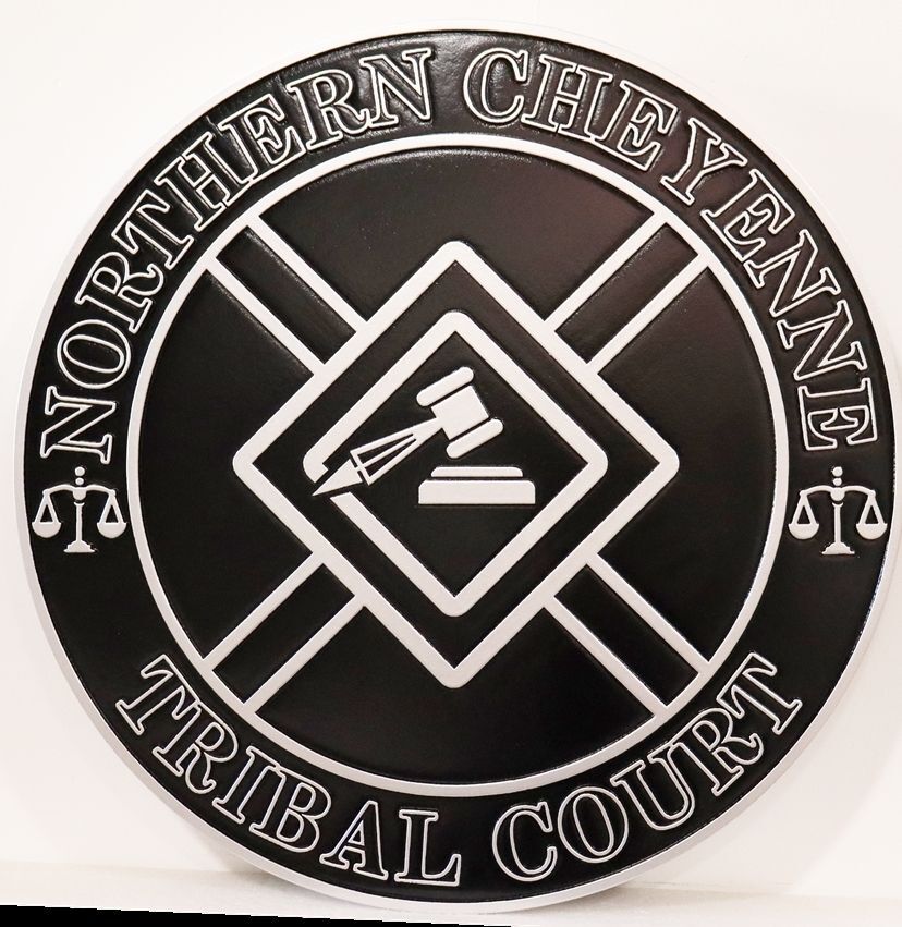 HP-1425 - Caved 2.5-D Multi-level Plaque of the Seal of  the Northern Cheyenne Tribal Court