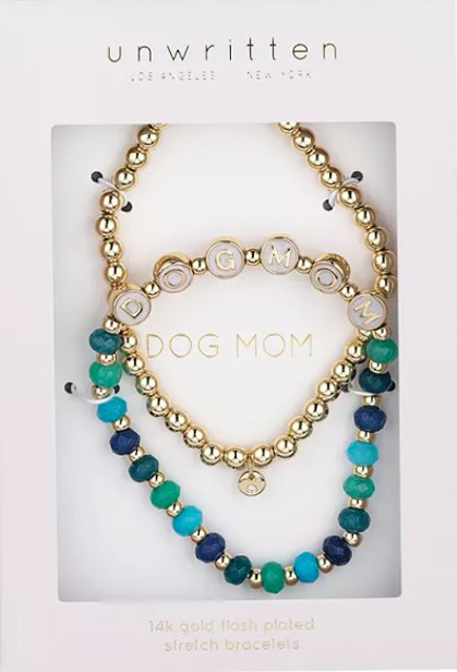 Multi Blue Quartz Dog Mom Bracelet Set