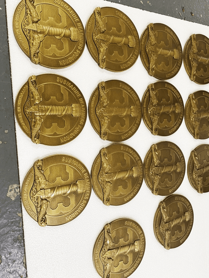 MH8067 - Brass Plaques of the Crest of a US Submarine Readiness Squadron , 3-D Bas-Relief
