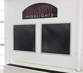 Student artwork holder display frames, metal flip open frames, custom signs, school signs