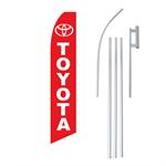 Toyota Red/White w/Logo Swooper/Feather Flag + Pole + Ground Spike