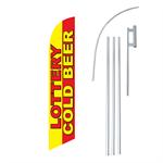 Lottery Cold Beer Yellow/Red Swooper/Feather Flag + Pole + Ground Spike