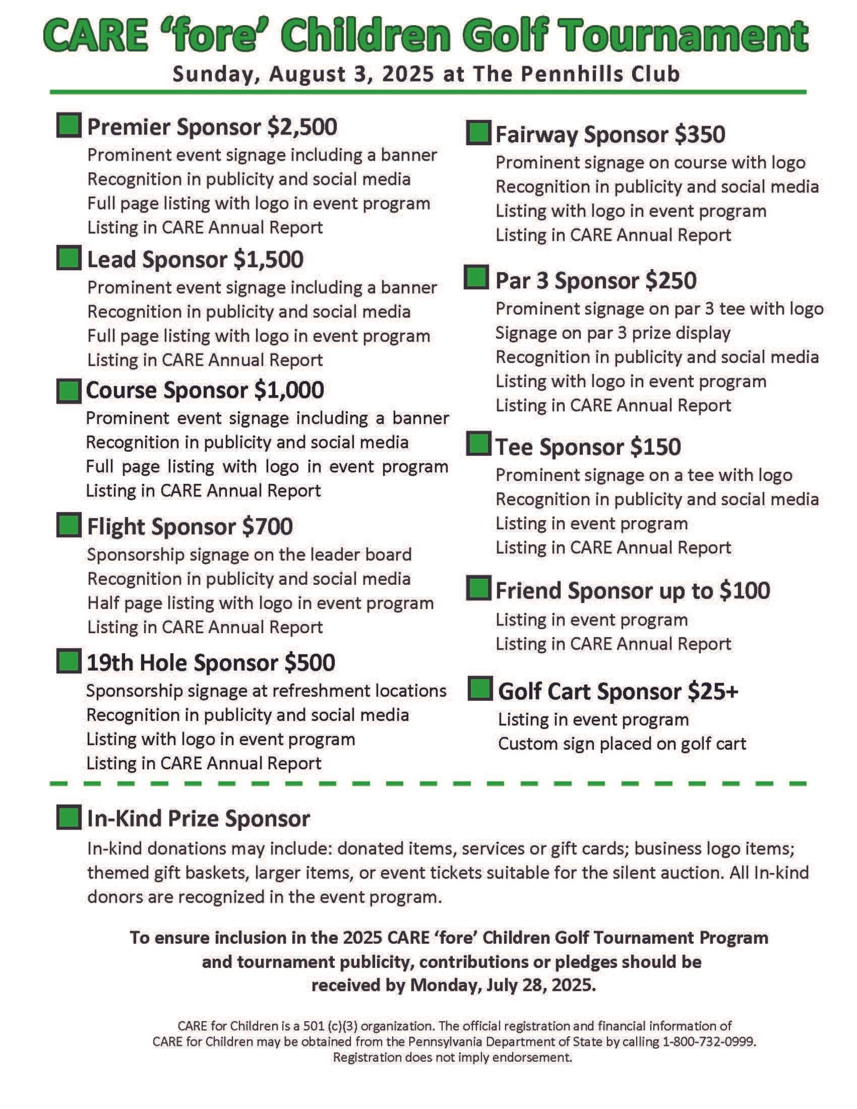 Sponsorship opportunities