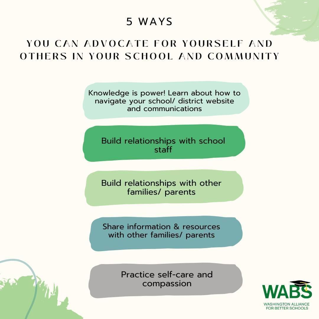 5 ways you can advocate for yourself and others in your school and community: