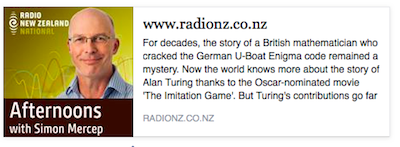 Andrew Hodges, author of "Alan Turing: The Enigma" interview with Radio New Zealand National.