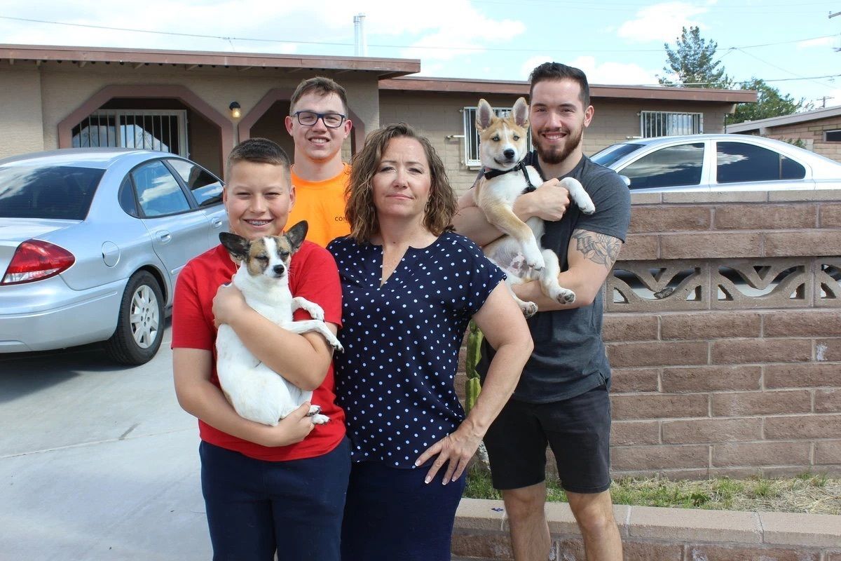 The Crystal Atwell Family and their dogs.