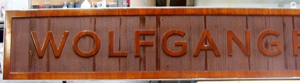 Q25019 - Carved Wood Sign for a "Wolfgang Puck" Restaurant                                           