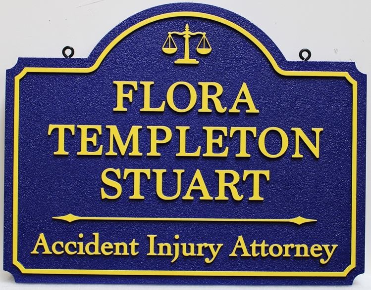 A10516 - Carved and Sandblasted Sign for Flora Templeton Stuart, Accident Injury Attorney
