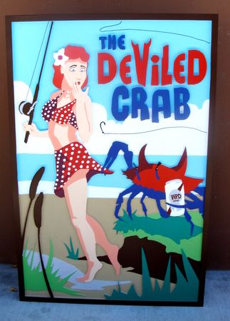 L22300 - Seafood Restaurant Sign with Crab