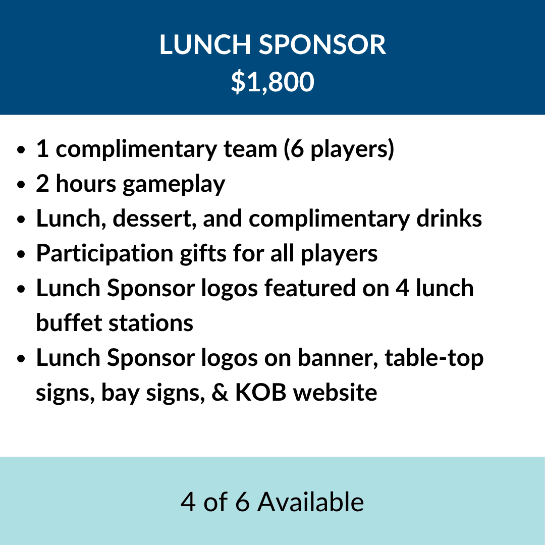 $1,800 Lunch Sponsor (4 of 6 Available)