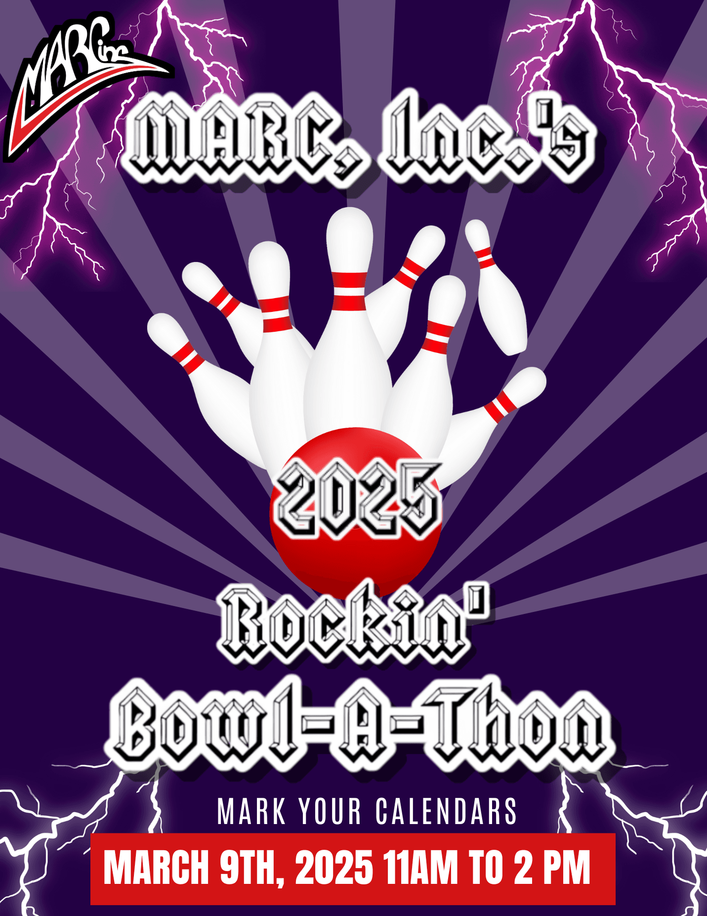 MARC's Rockin' Bowl-A-Thon Fundraiser Flyer